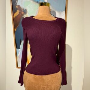 Marled Deep Burgundy Knit Top